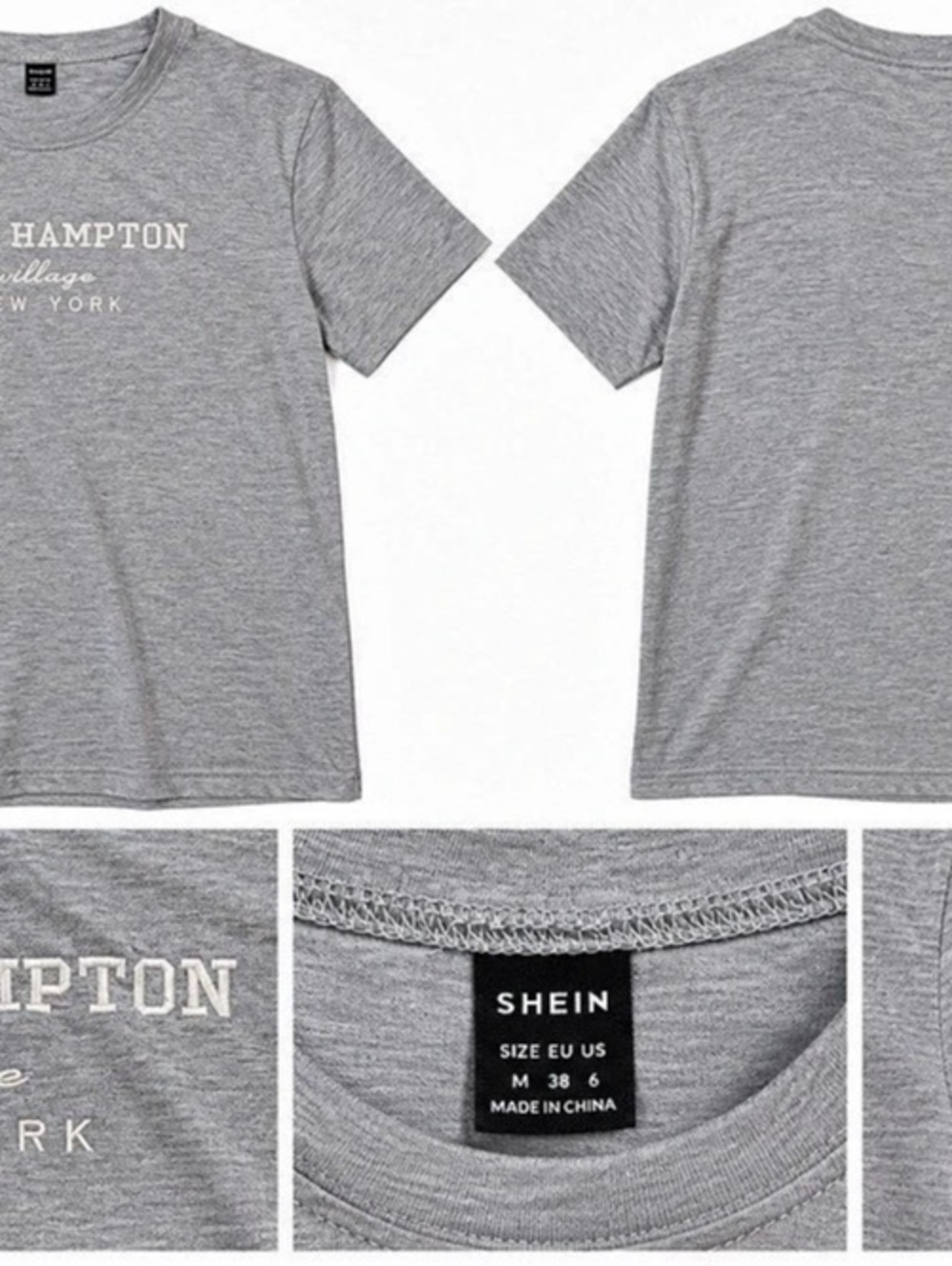 SHEIN East Hampton New York Gray Graphic T-Shirt Women’s M Preppy Coastal